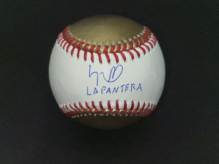 Luis Robert White Sox Signed Gold & White Baseball Beckett COA La Pantera