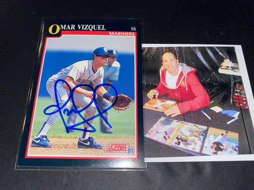 Omar Vizquel Mariners Indians Autographed Signed 1991 Score