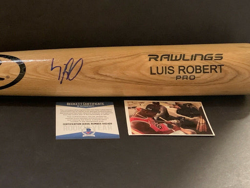 Luis Robert Chicago White Sox Signed Engraved Blonde Bat BECKETT ROOKIE COA