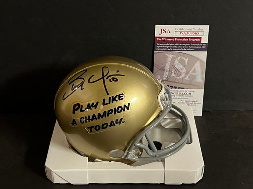 Brady Quinn Notre Dame Auto Signed Riddell Mini Helmet JSA COA Non Speed PLCT