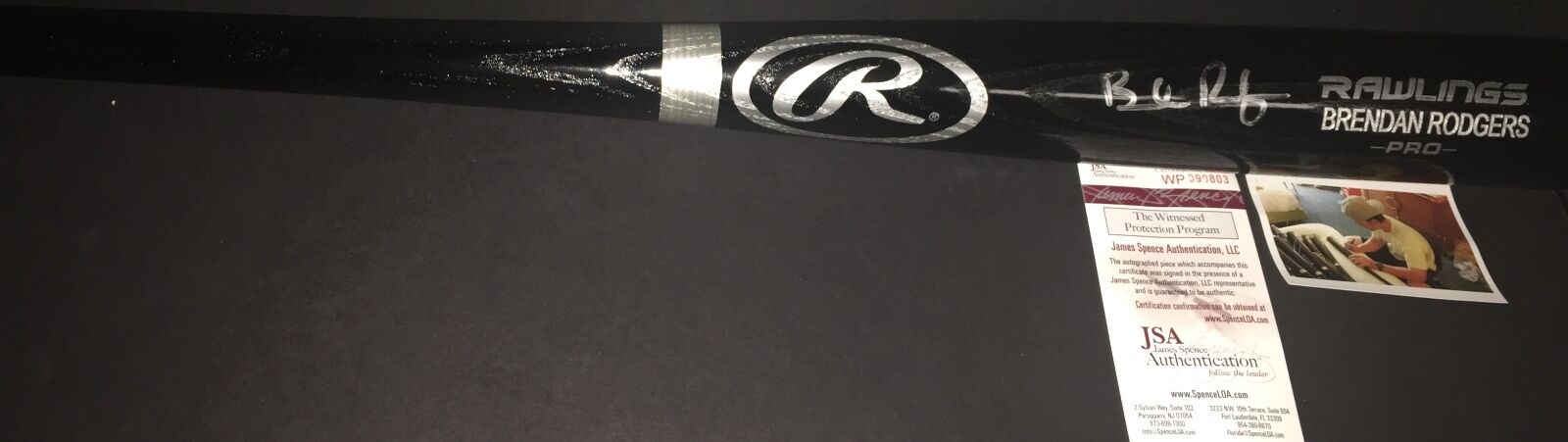 Brendan Rodgers Rockies Autographed Signed Engraved Bat JSA WITNESS COA Black