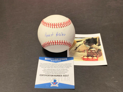 Robert Puason Oakland A's Auto Signed Baseball Beckett Rookie COA FULL Signature