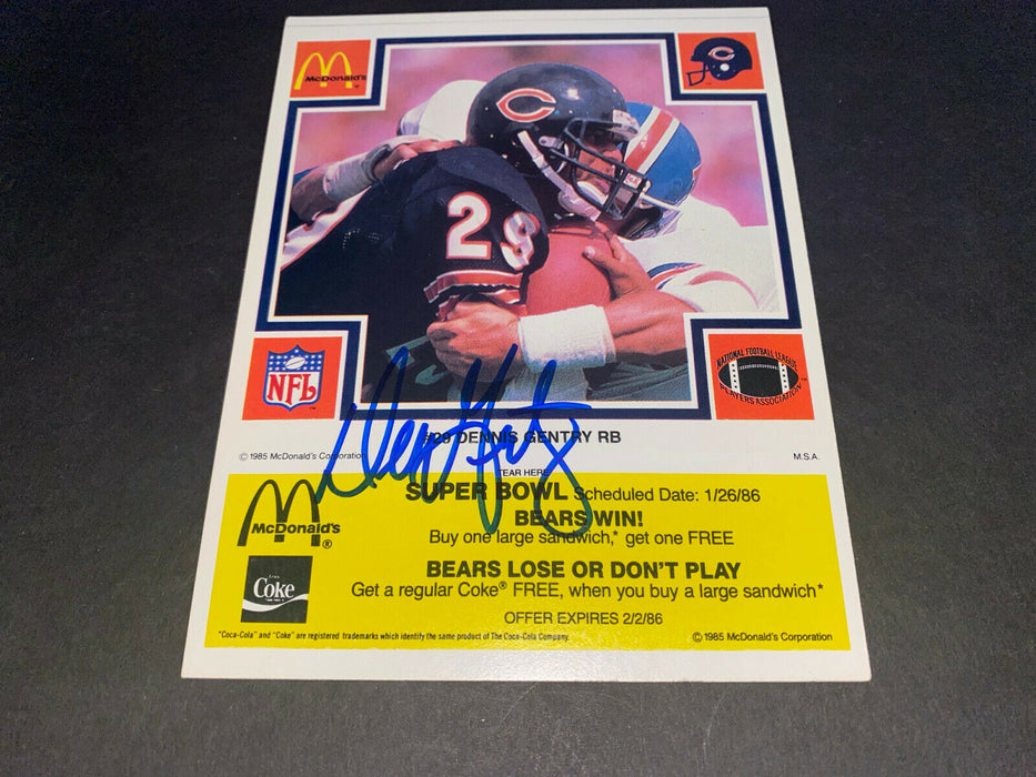 Dennis Gentry Chicago Bears Auto SIGNED 1985 McDonalds Card Super Bowl XX