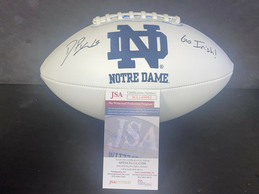 Drew Pyne Notre Dame Signed White Logo Football JSA Witness COA GO IRISH!