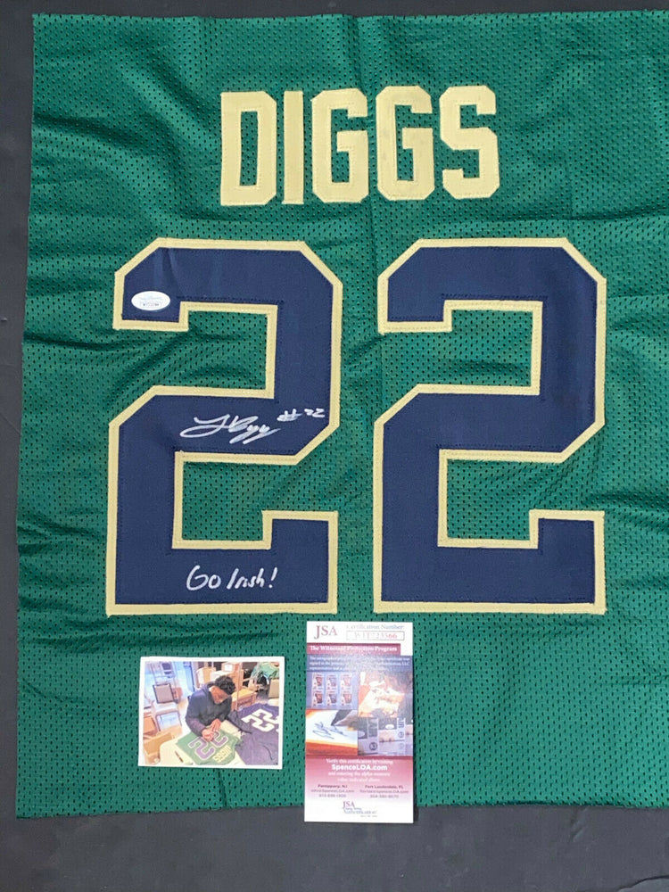 Logan Diggs Notre Dame Signed Jersey SWATCH 16x20 JSA COA Green Go Irish