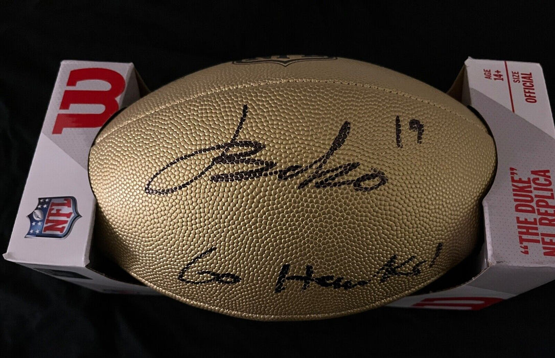 Jake Bobo Seahawks Auto Signed NFL GOLD FOOTBALL Beckett Witness Go Hawks