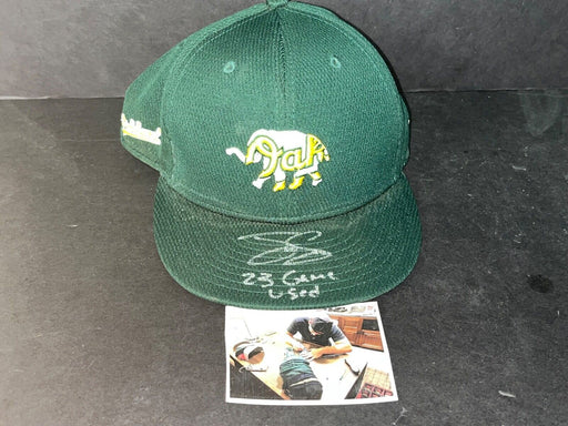 Tyler Soderstrom Oakland A's Auto Signed 2023 Game Used Hat Beckett *.