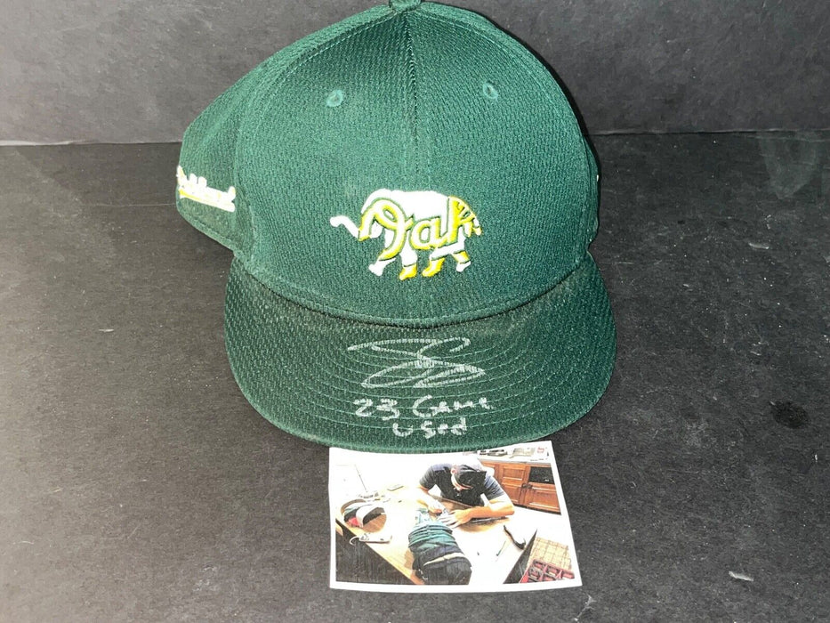 Tyler Soderstrom Oakland A's Auto Signed 2023 Game Used Hat Beckett *.