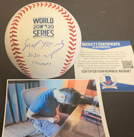 Zach McKinstry Dodgers Auto Signed 2020 World Series Baseball Champs BECKETT