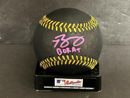 Benny Montgomery Rockies BORAT Auto Signed BLACK Baseball Beckett WITNESS