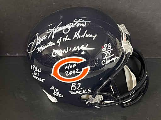 Dan Hampton Bears Signed Full SIze Helmet Beckett HOF 2002 7 Inscriptions