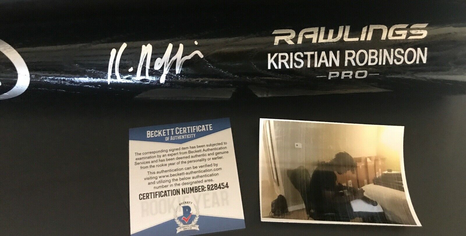 Kristian Robinson Diamondbacks Signed Engraved Black Bat BECKETT ROOKIE COA