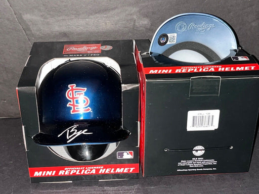 Thomas Saggese St Louis Cardinals Signed Mini Helmet Beckett ROOKIE Hologram .
