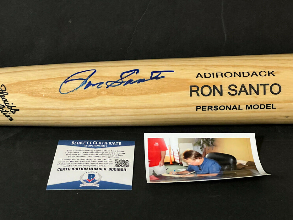 Ron Santo Chicago Cubs White Sox Autographed Signed Bat Pro Model Beckett COA .