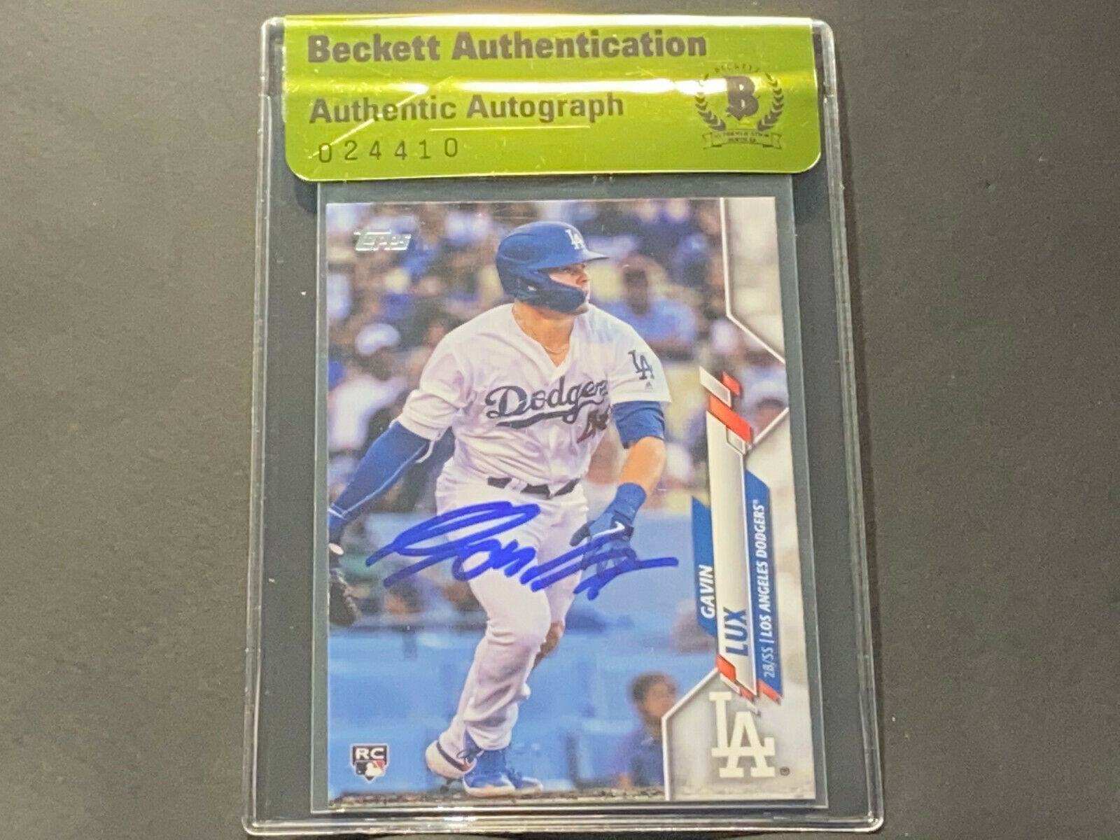Gavin Lux Los Angeles Dodgers Auto Signed 2020 Topps ROOKIE BECKETT BAS .