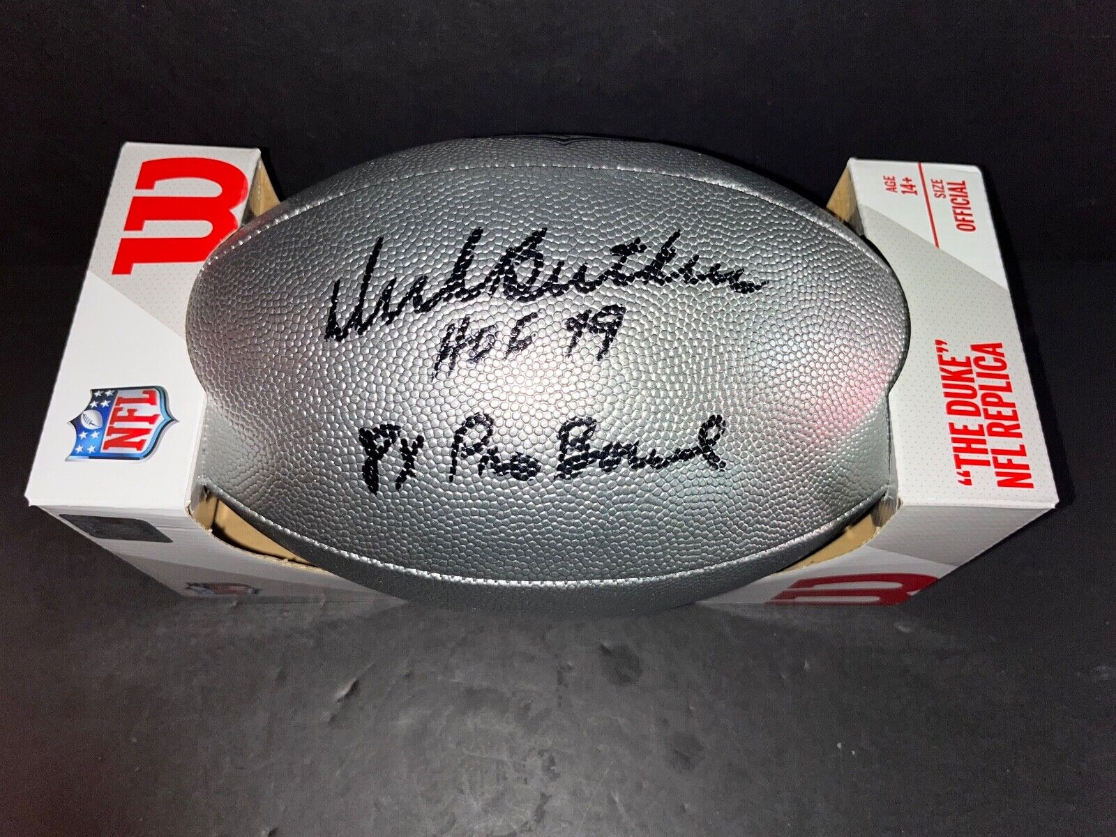 Dick Butkus Bears Signed NFL Silver Football Beckett HOF 79 & 8 x Pro Bowl