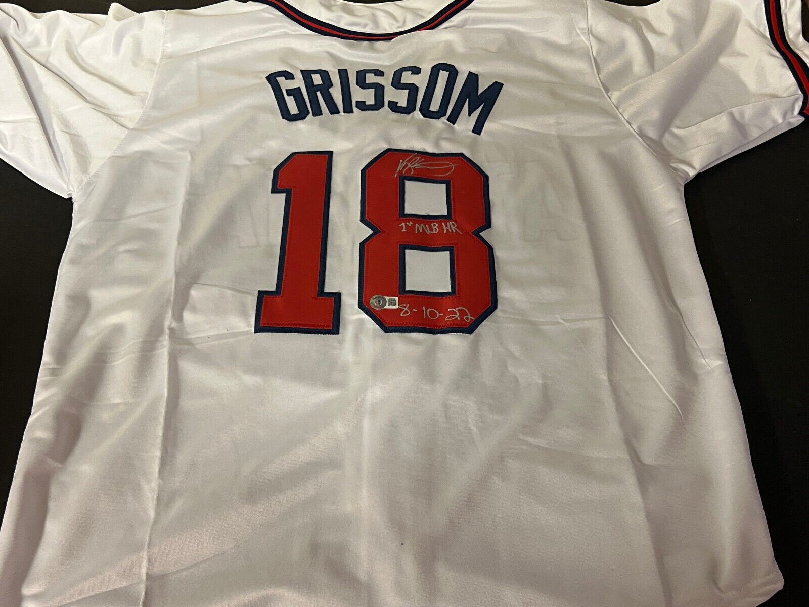 Vaughn Grissom Braves Auto Signed Jersey Custom Beckett Holo 1st HR 8- —  SidsGraphs