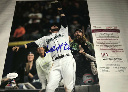 Mitch Haniger Mariners Autographed Signed 8x10 Photo JSA WITNESS COA Catch A