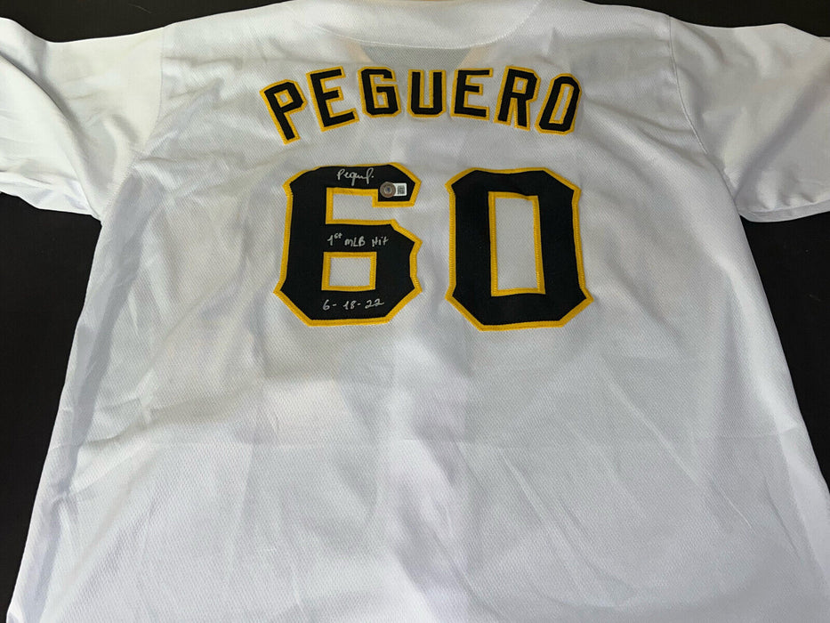Liover Peguero Pirates Auto Signed Custom Jersey Beckett Witness 1st MLB Hit