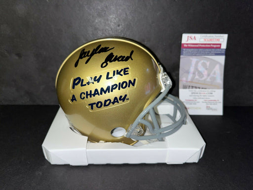 Jaylen Sneed Notre Dame Auto Signed Riddell Mini Helmet JSA Play Like a Champion
