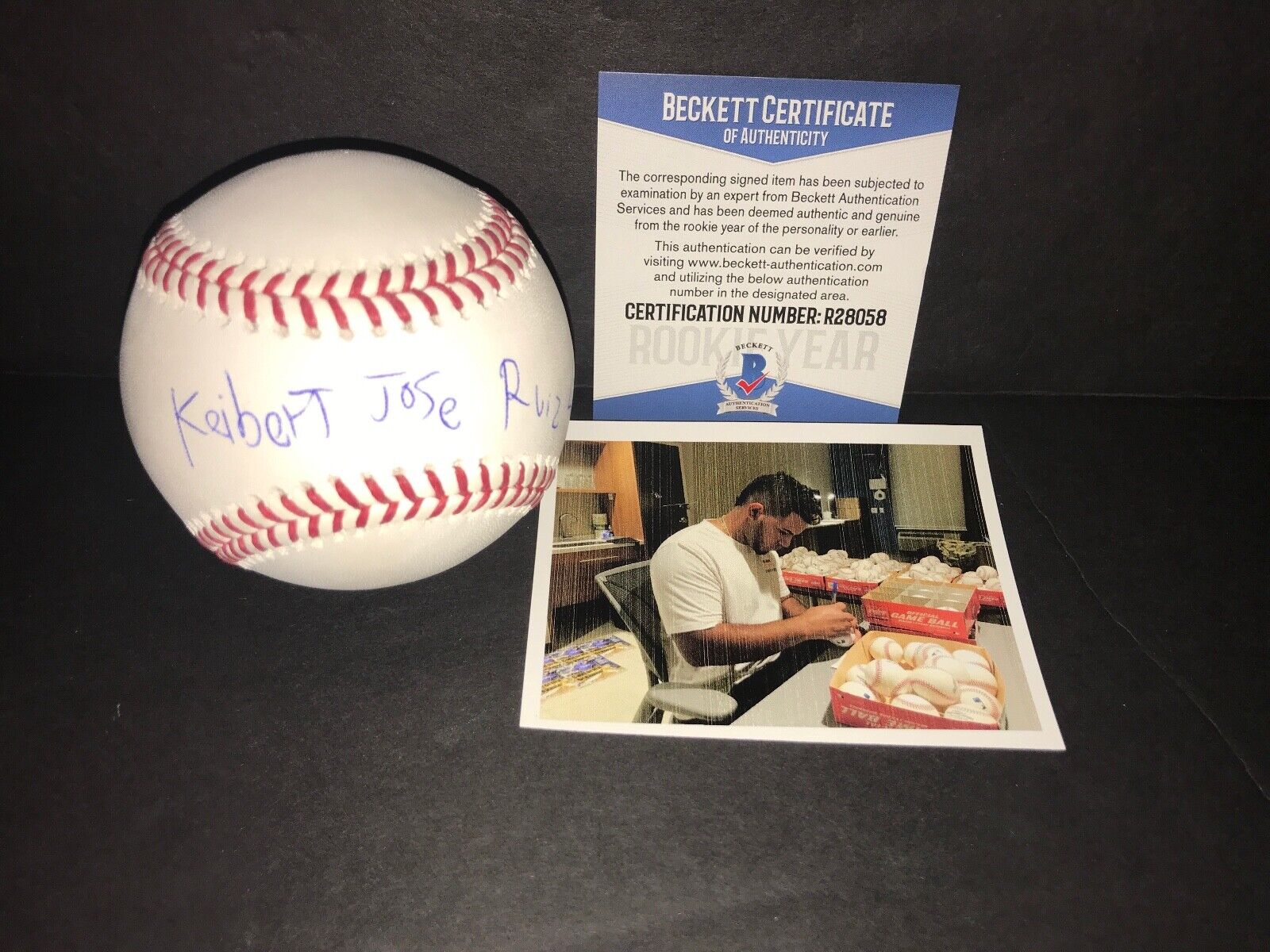 Keibert Ruiz Dodgers FULL NAME Autographed Signed Baseball BECKETT ROOKIE COA