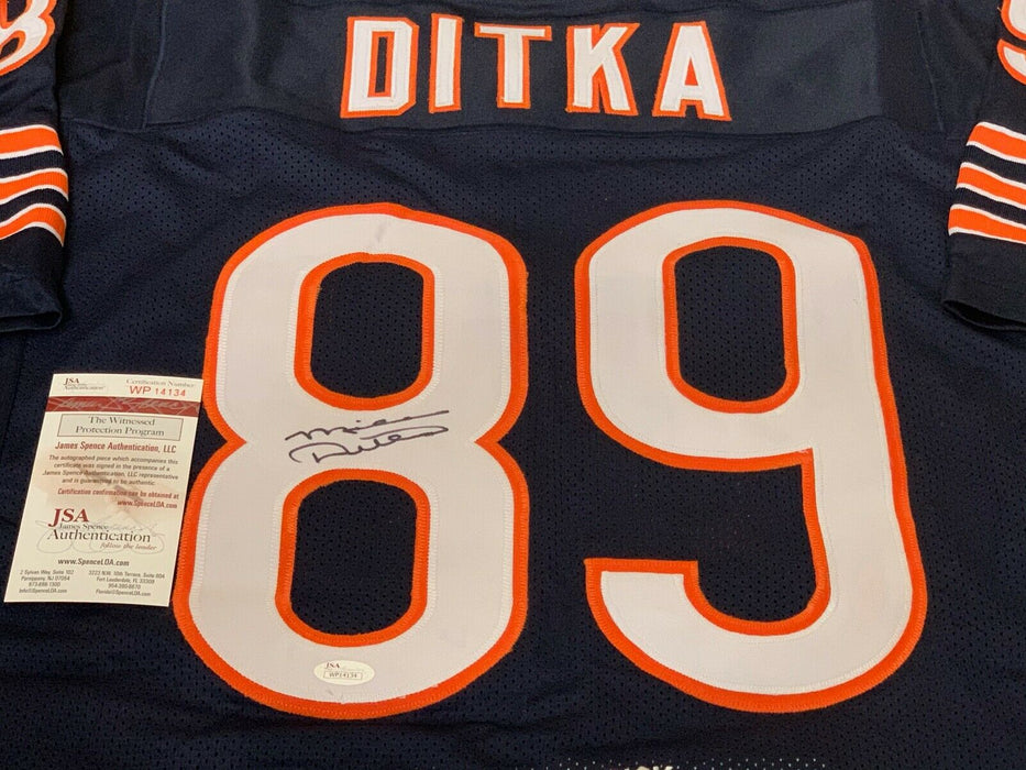 Mike Ditka Chicago Bears Autographed Signed Blue Embroidered Jersey JSA COA