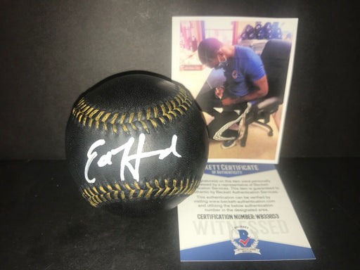Ed Howard Chicago Cubs Autographed Signed BLACK Baseball Beckett WITNESS .