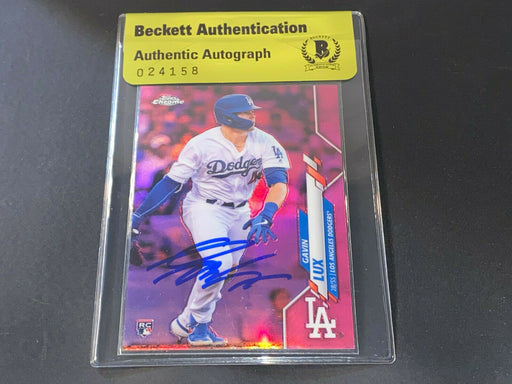 Gavin Lux Dodgers Auto Signed 2020 Topps Chrome PINK Refractor BECKETT BAS