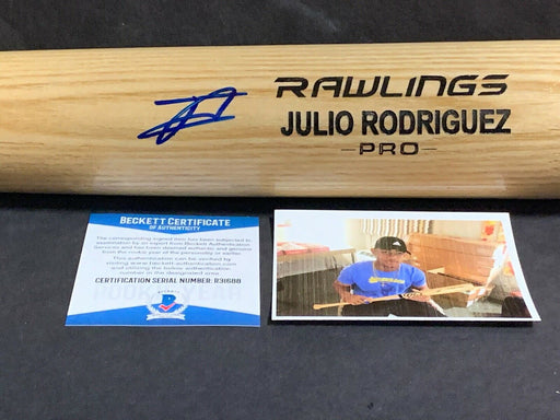 Julio Rodriguez Seattle Mariners Signed Engraved Blonde Bat BECKETT ROOKIE COA