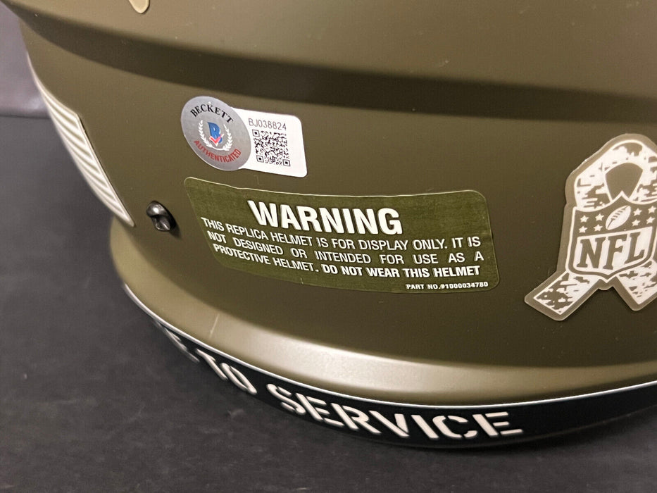 Dan Hampton Bears Signed Salute To Service FS Helmet Beckett Support Our Troops