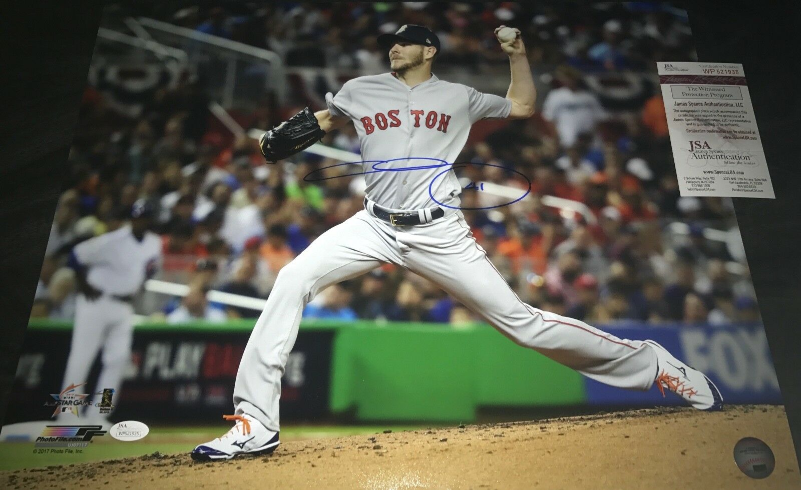 Chris Sale Red Sox Autographed Signed 16x20 Photo JSA WITNESS COA 2017 All Star
