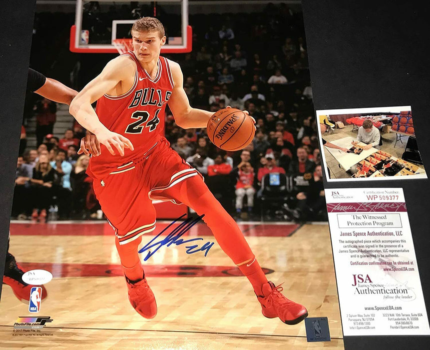 Lauri Markkanen Chicago Bulls Autographed Signed 11x14 JSA WITNESS COA .