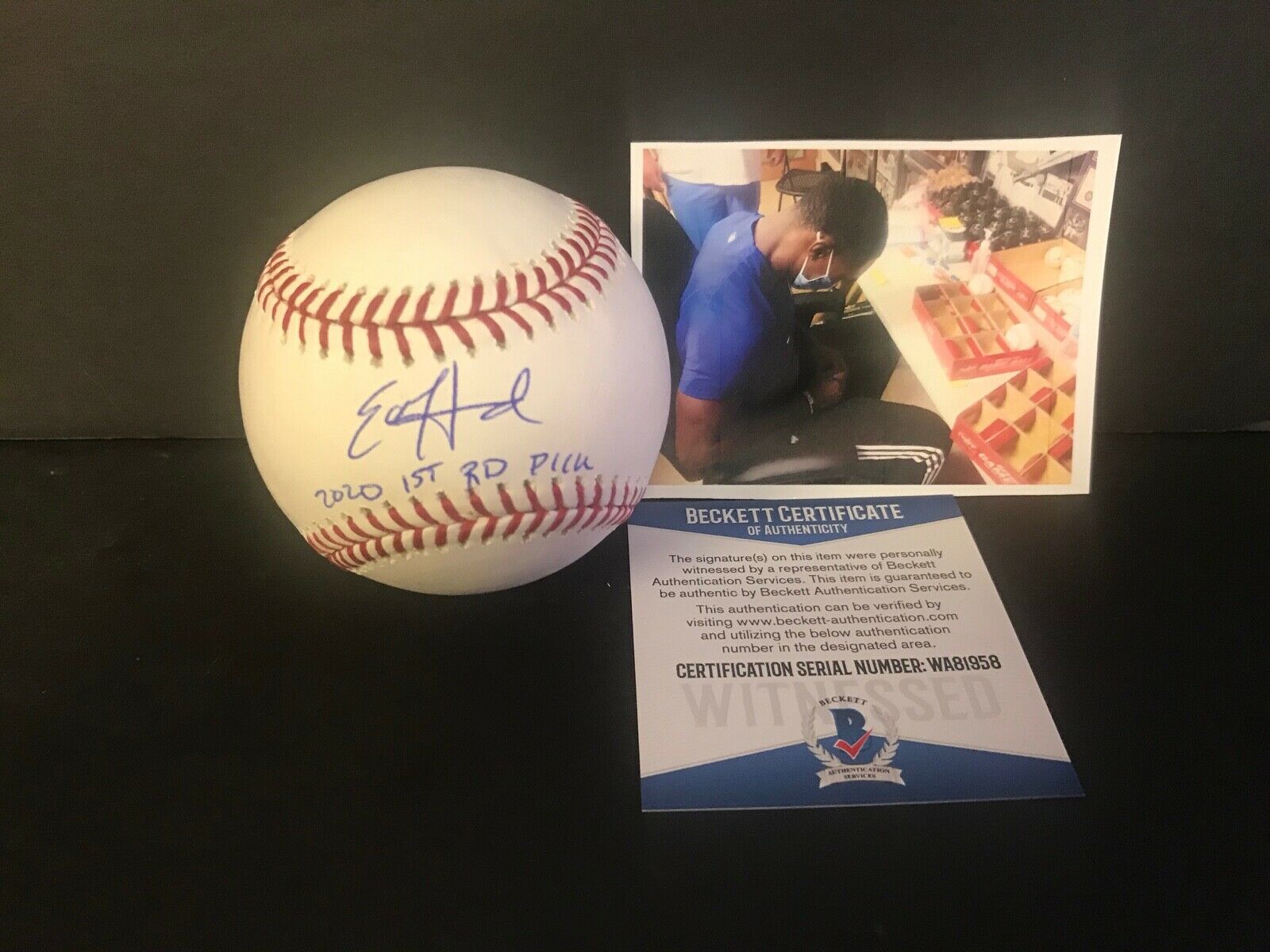 Ed Howard Chicago Cubs Autographed Signed Baseball Beckett WITNESS 1st Rd Pick .