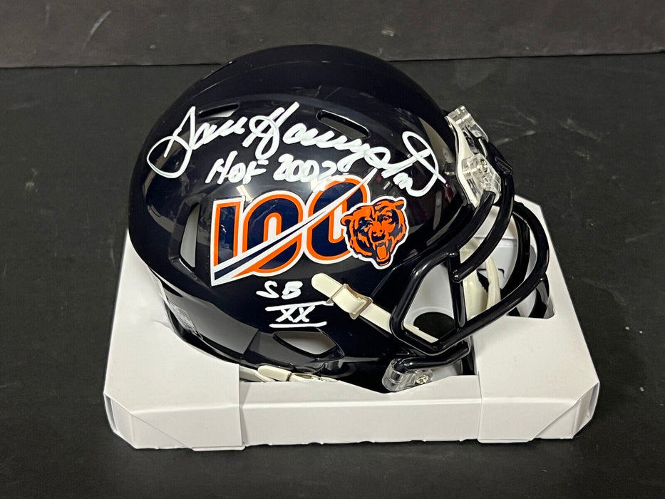 Dan Hampton Bears Auto Signed 100th Anniversity Mini Helmet Beckett HOF 2002 .