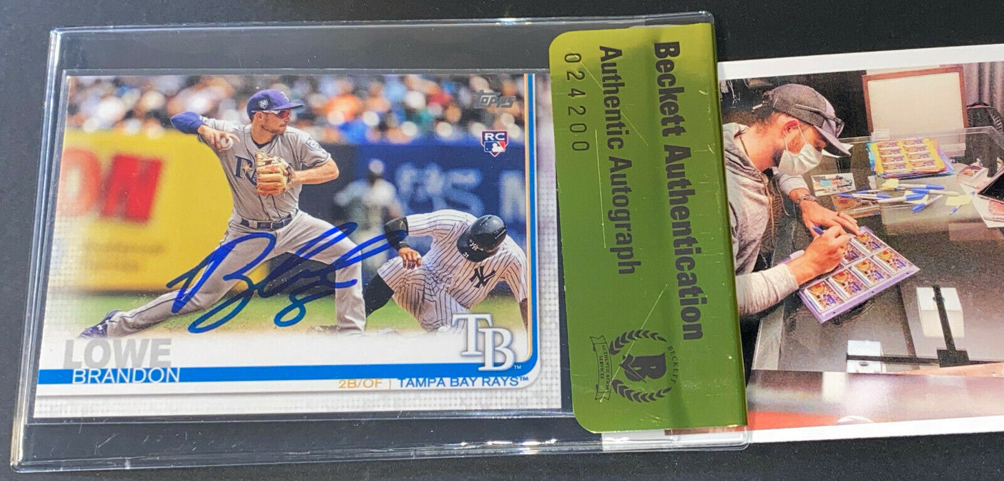 Brandon Lowe Tampa Rays Auto SIGNED 2019 Topps Rookie BECKETT AUTHENTICATED _