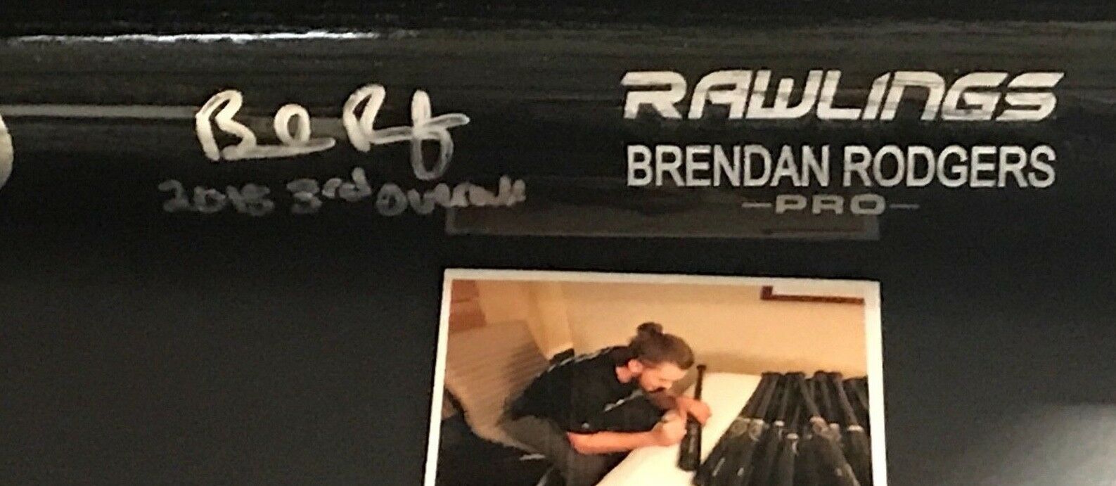 Brendan Rodgers Rockies Autographed Signed Black Full Size Bat 2015 3rd Overall