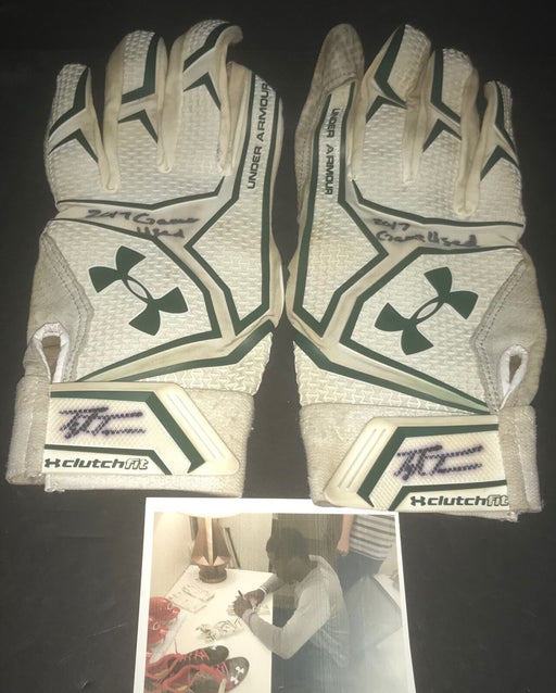 Taylor Trammell Mariners Reds Signed 2017 Game Used Batting Gloves