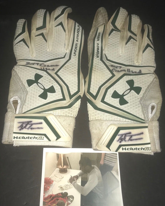 Taylor Trammell Mariners Reds Signed 2017 Game Used Batting Gloves