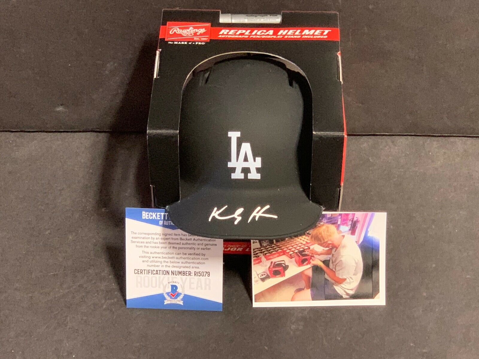 Kody Hoese Los Angeles Dodgers BLACK MATTE Mini Helmet Beckett WITNESS COA
