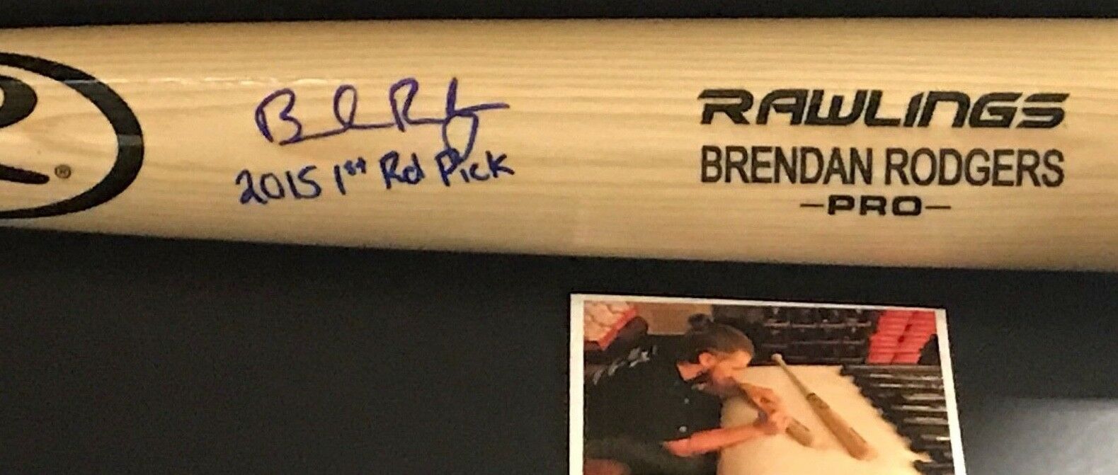 Brendan Rodgers Rockies Autographed Signed Black Full Size Bat 2015 1st Rd Pick