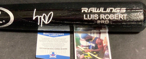 Luis Robert Chicago White Sox Signed Engraved Black Bat BECKETT WITNESS COA 1