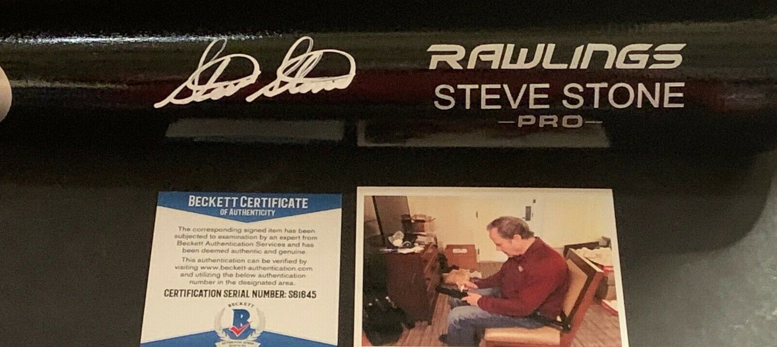 Steve Stone Orioles Cubs White Sox Autographed Signed ENGRAVED Bat BECKETT COA