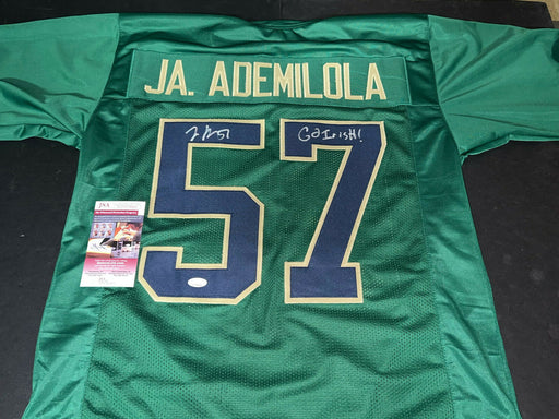Jayson Ademilola Notre Dame Irish Auto Signed Green Jersey JSA COA