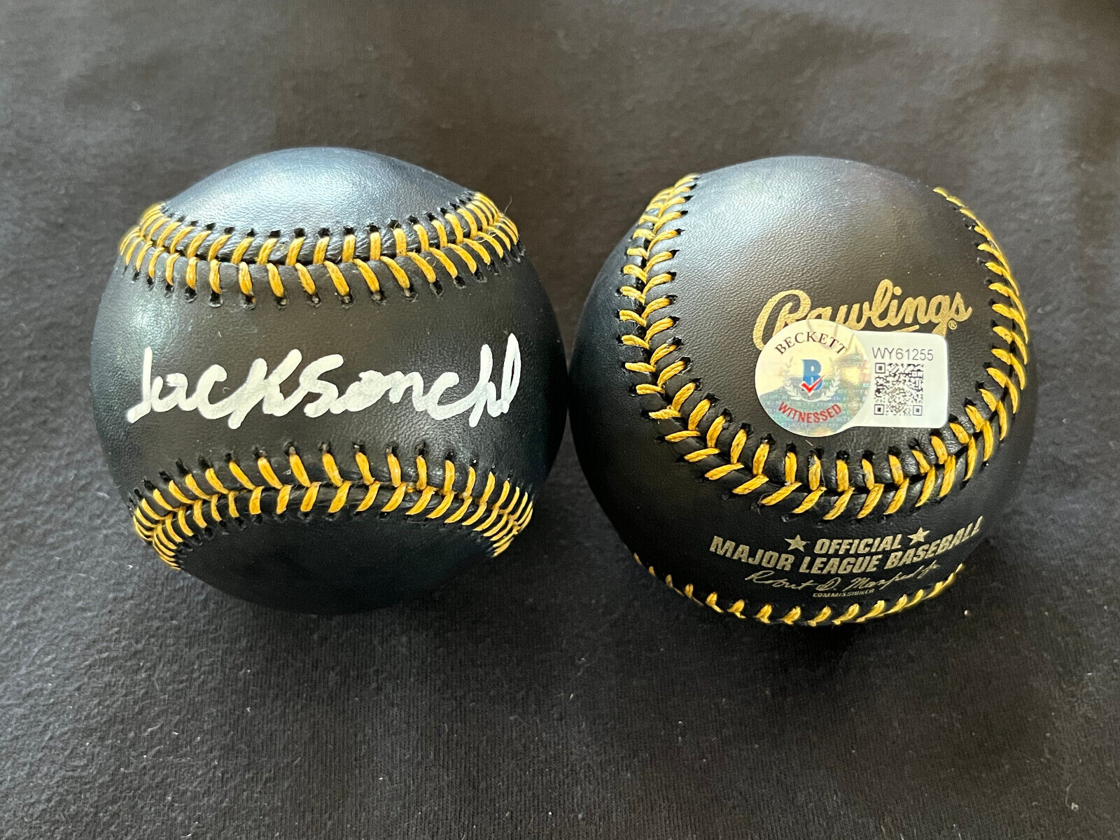 Jackson Chourio Brewers Auto Signed Black Baseball Beckett WITNESS COA