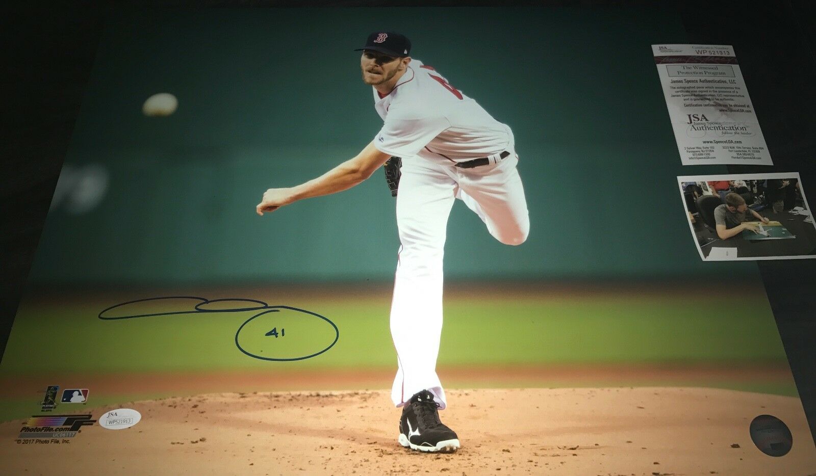 Chris Sale Boston Red Sox Autographed Signed 16x20 Photo JSA WITNESS COA 41