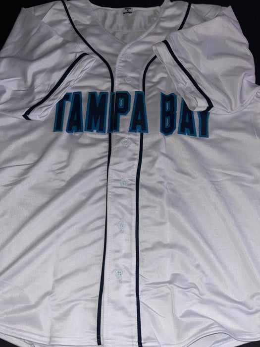 Brandon Lowe  Tampa Bay Rays Auto Signed Custom Jersey Beckett Witness White .