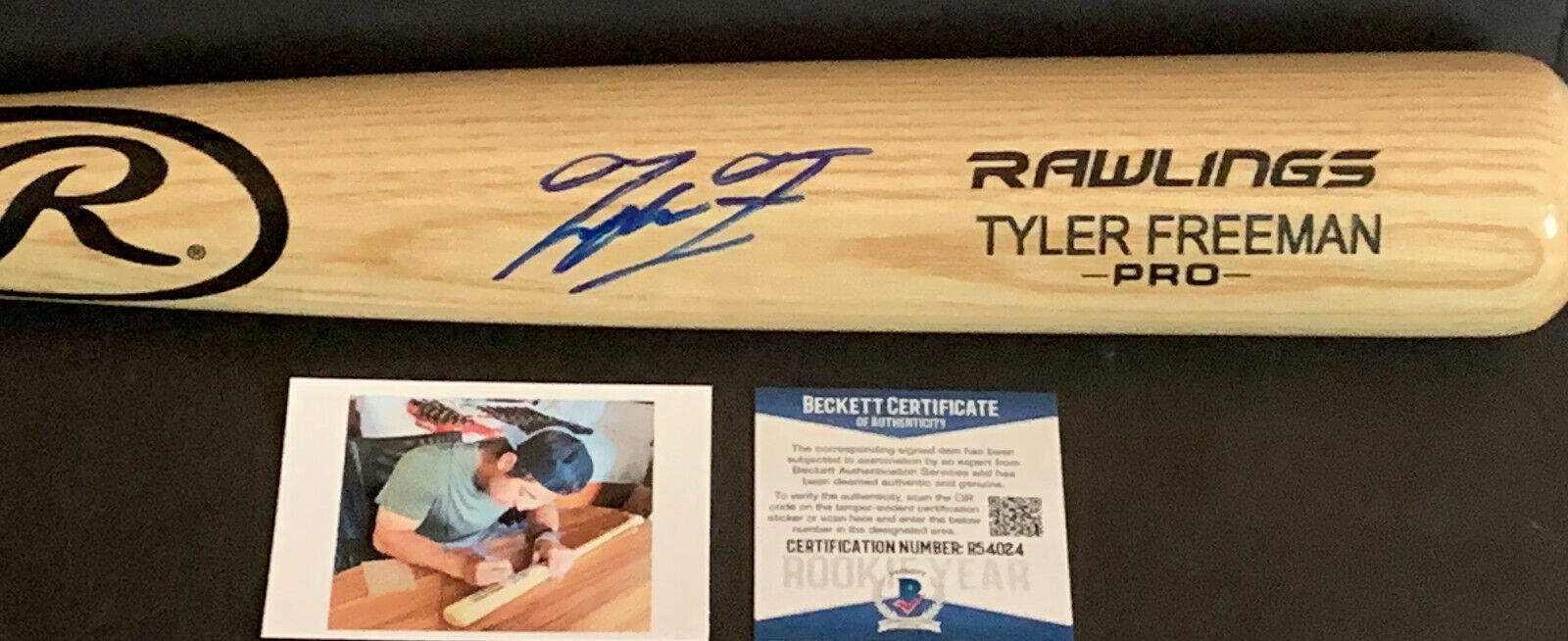 Tyler Freeman Cleveland Indians Auto Signed ENGRAVED Bat BECKETT COA Blonde