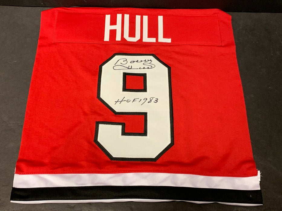 Bobby Hull Chicago Blackhawks Autographed Signed Jersey SWATCH 16x20