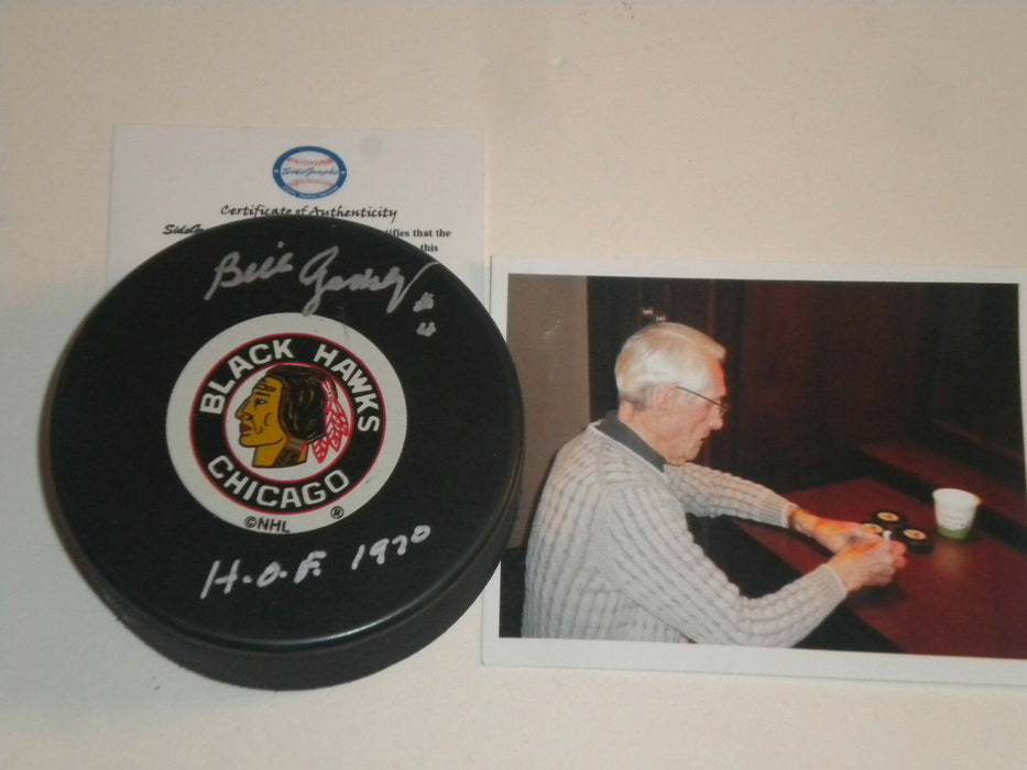 Bill Gadsby Chicago Blackhawks Autographed Signed Puck HOF 1970
