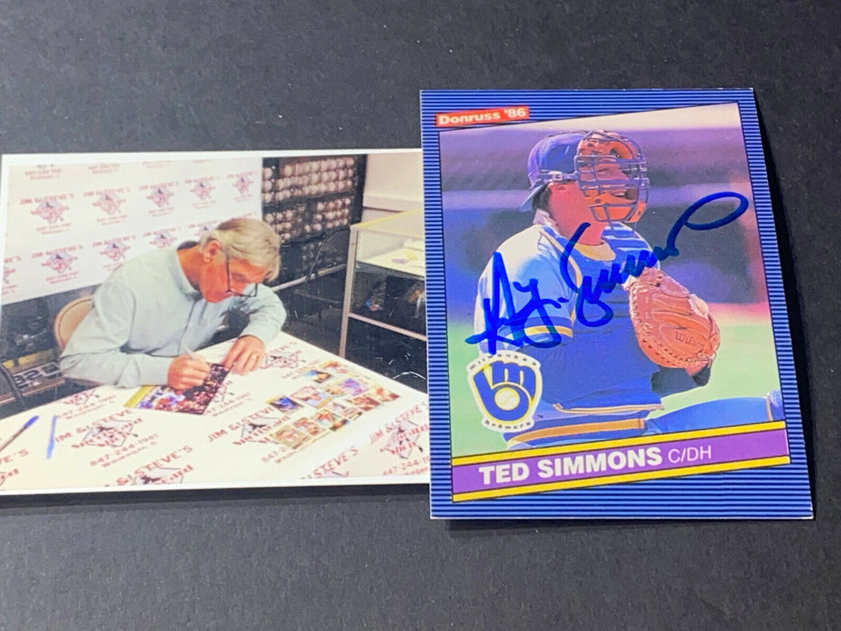 Ted Simmons Milwaukee Brewers Signed Autographed 1986 Donruss Card